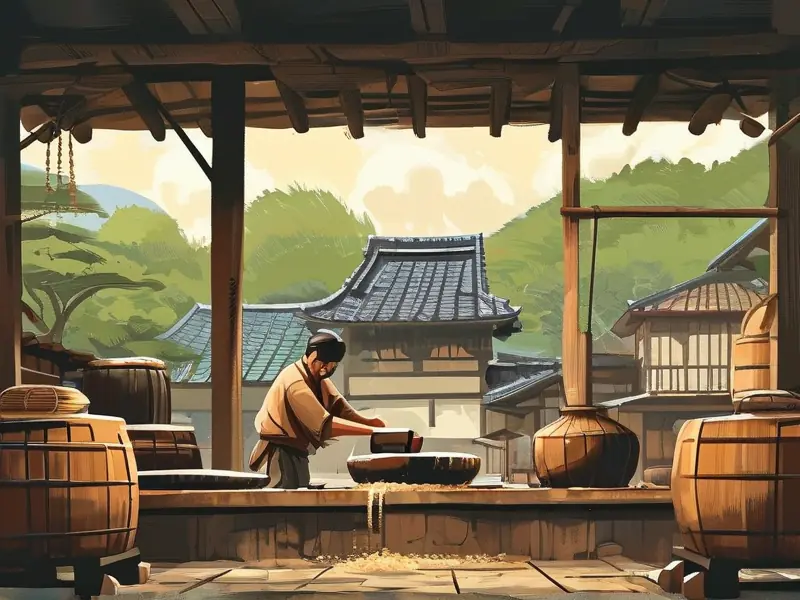 日本传统酿酒场景