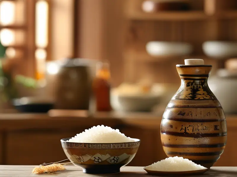 自制糯米酒的制作材料和成品展示