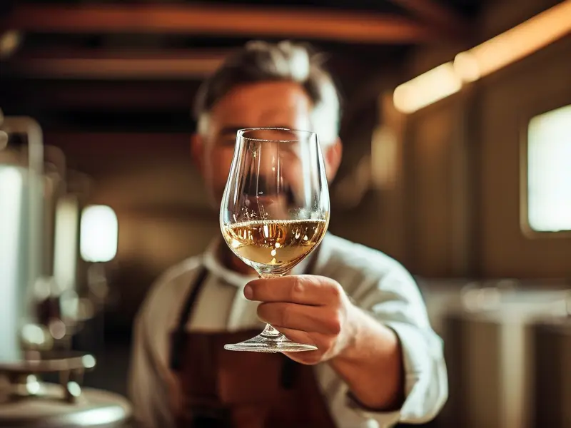 酿酒师展示纯粮食酒的酿造过程