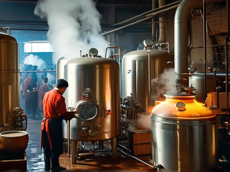 四川酿酒蒸汽锅炉工作场景