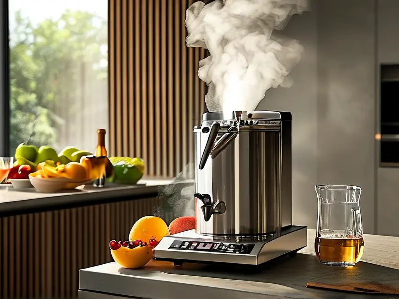 家庭厨房使用的私人酿酒设备工作场景