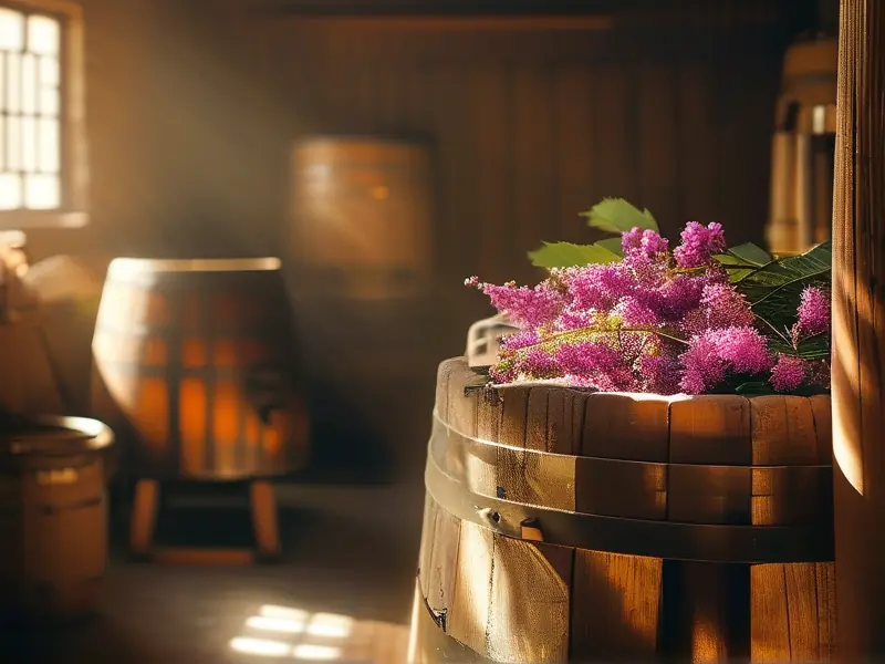 酿酒师处理松花酿造传统松花酒