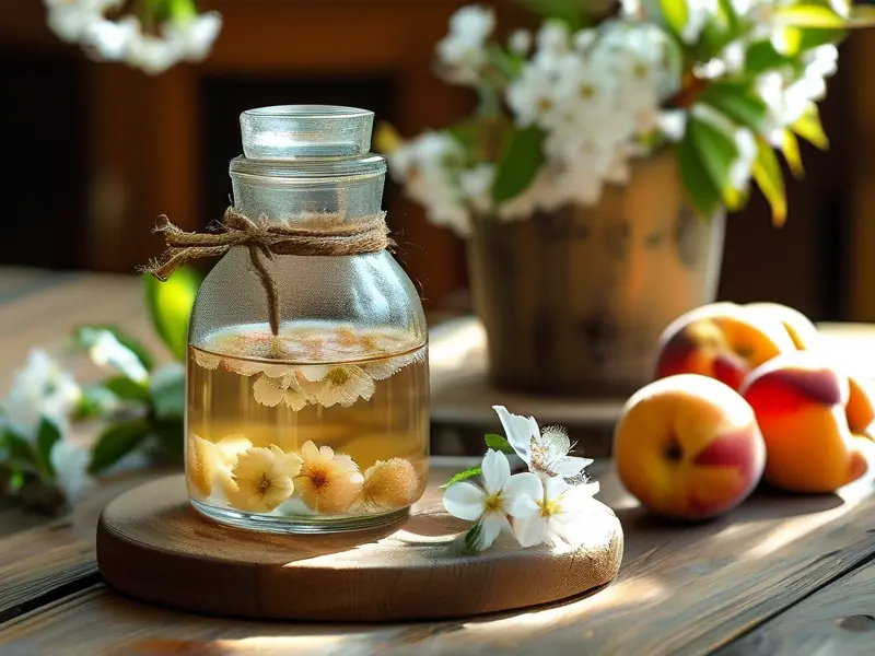 正在发酵中的桃花酒原料