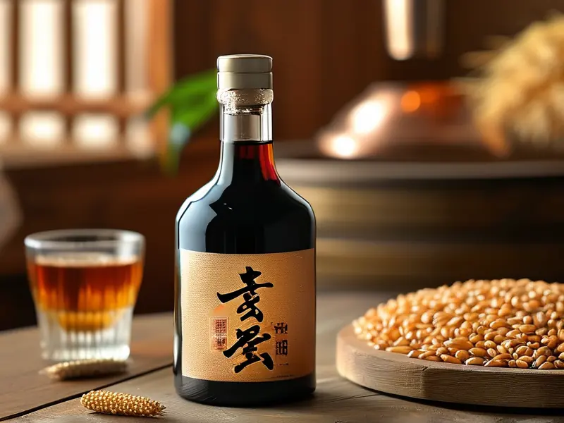 特酿龙滨酒实物展示与酿酒原料特写