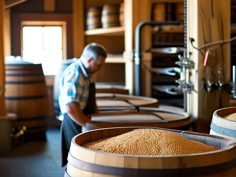 酿酒师检查小麦发酵过程