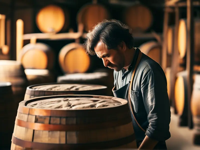 酿酒师检查小曲白酒发酵过程