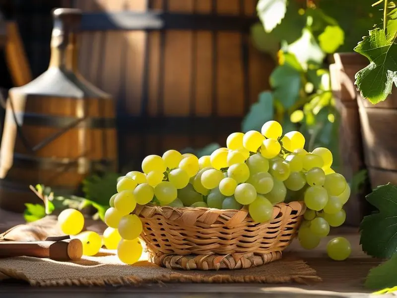 阳光玫瑰葡萄和酿酒工具