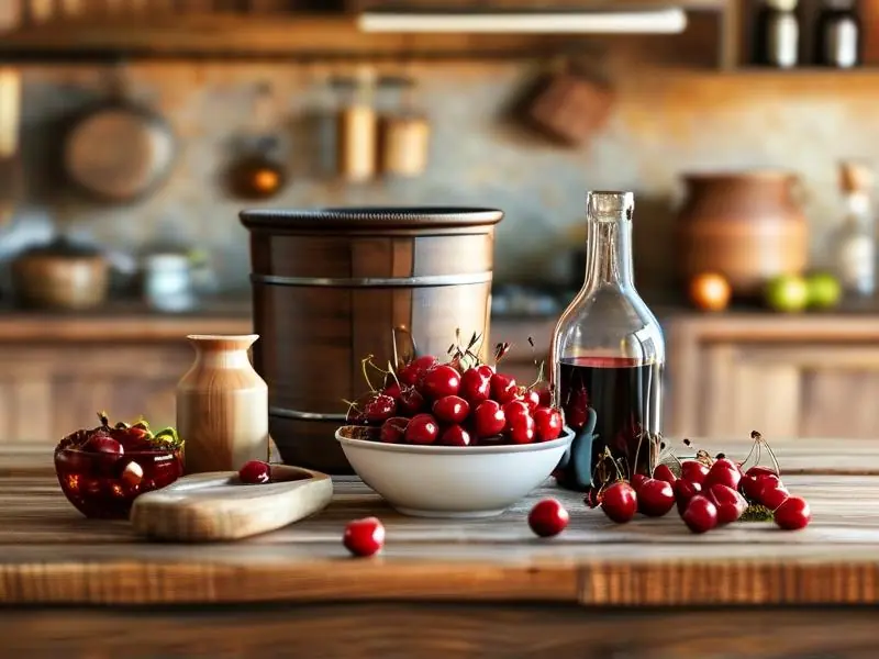 樱桃酿酒材料和工具展示