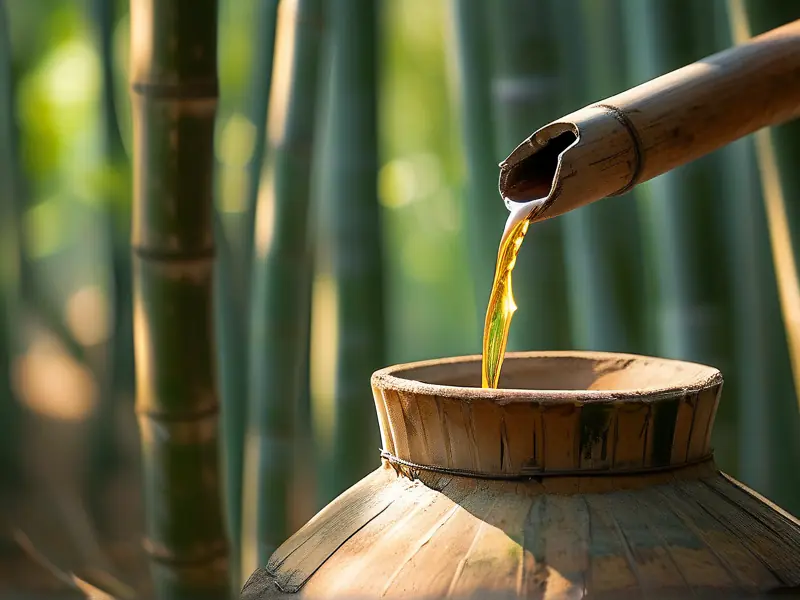 传统竹筒酒酿造过程实拍