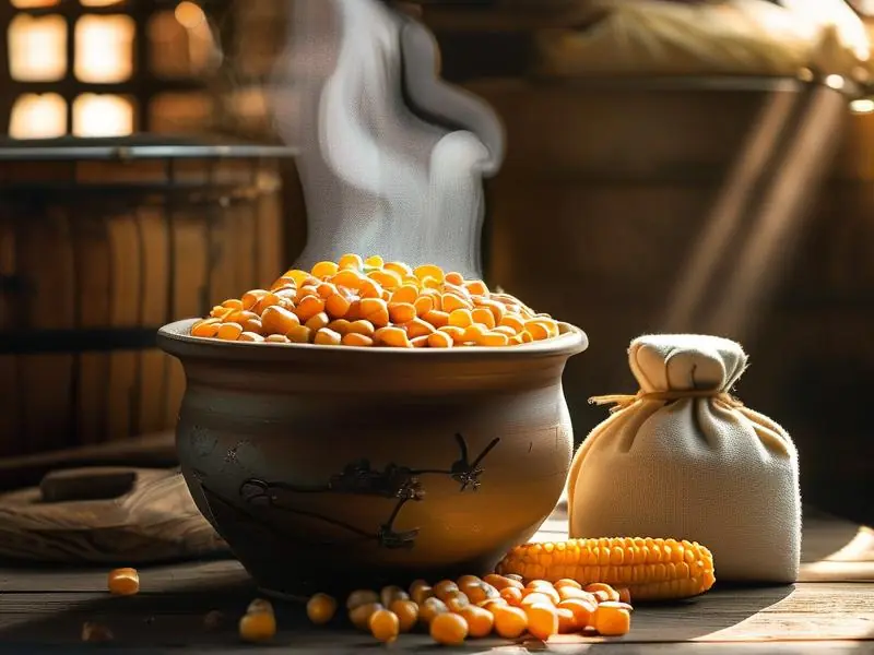 传统玉米酒酿造原料与工具实拍图
