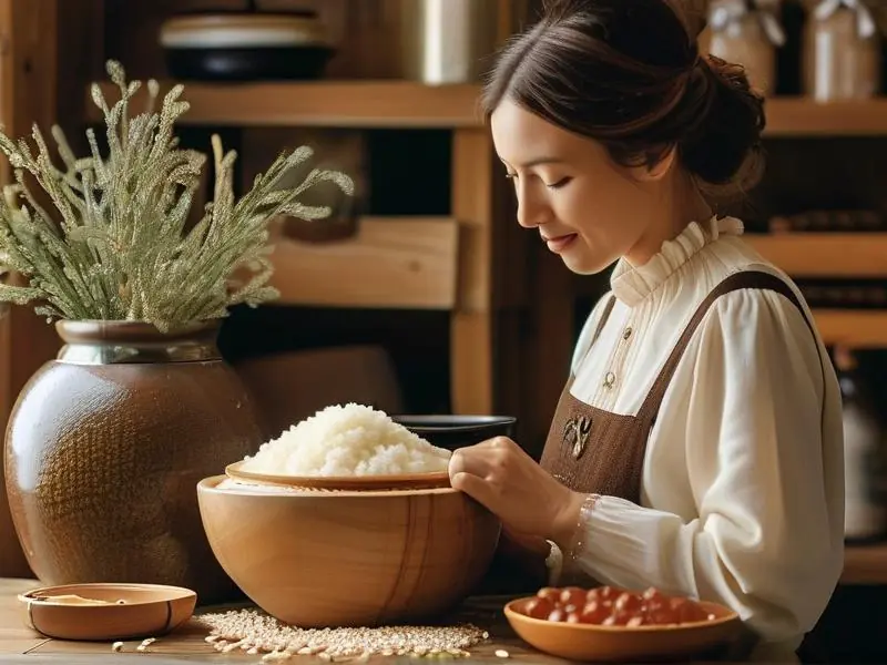 月子糯米酒的酿制过程