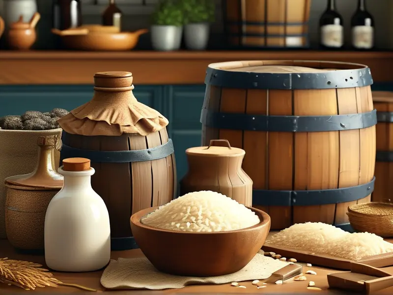 家庭酿酒原料和设备摆放