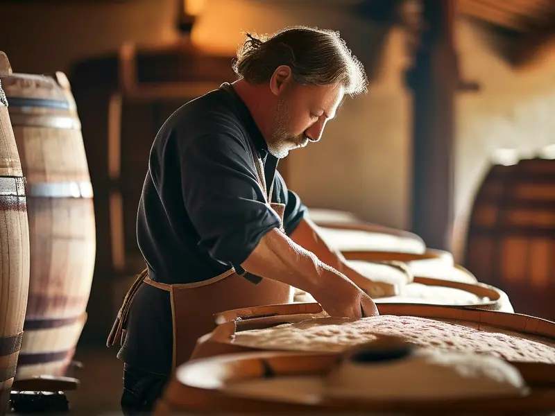 酿酒师检查固态白酒发酵状态