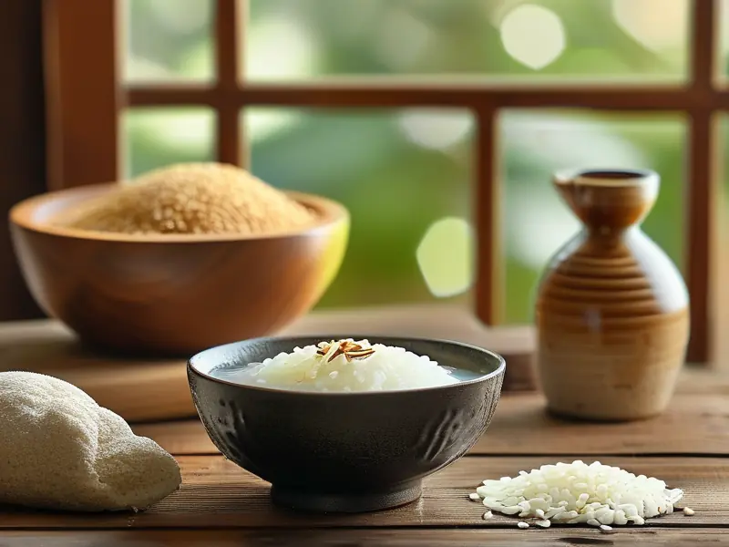 酿造米酒与原料展示图