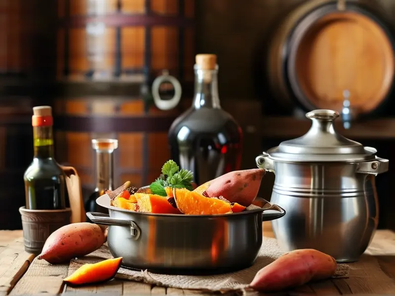 制作红薯酒的材料和工具展示