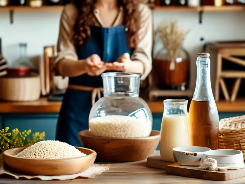 酿酒师演示米酒制作过程