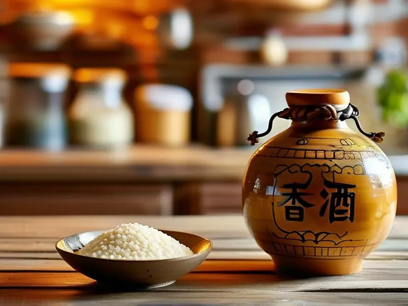 自制甜酒成品展示及原料