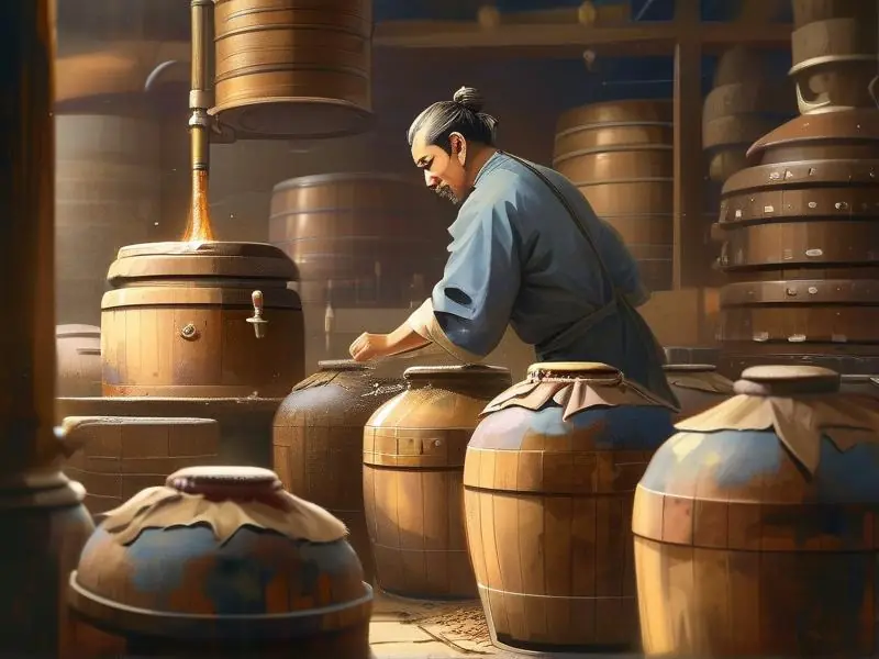 中国传统酿酒场景展示