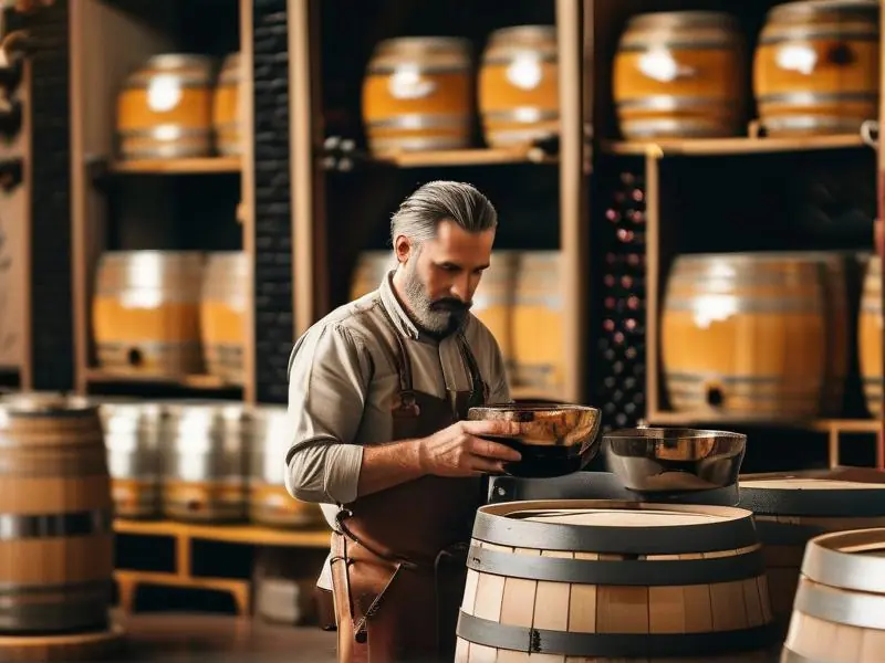 专业酿酒师检查自酿白酒品质