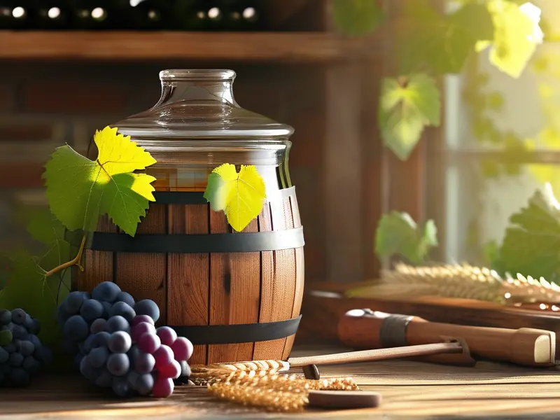 家庭酿酒原料与工具摆放示意图