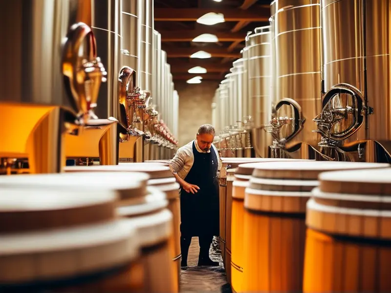 酿酒师检查自酿白酒发酵过程