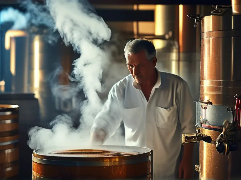 自酿白酒二次蒸馏操作现场