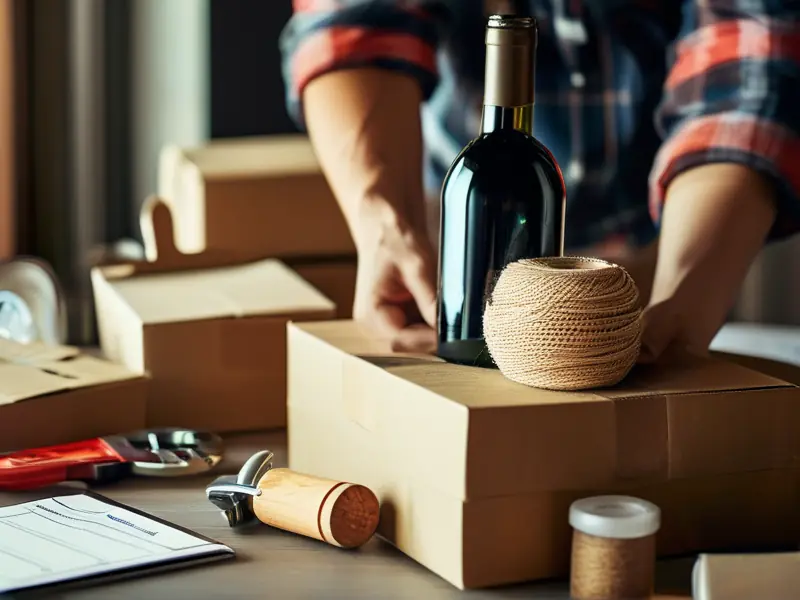 自家酿的酒快递包装过程示意图
