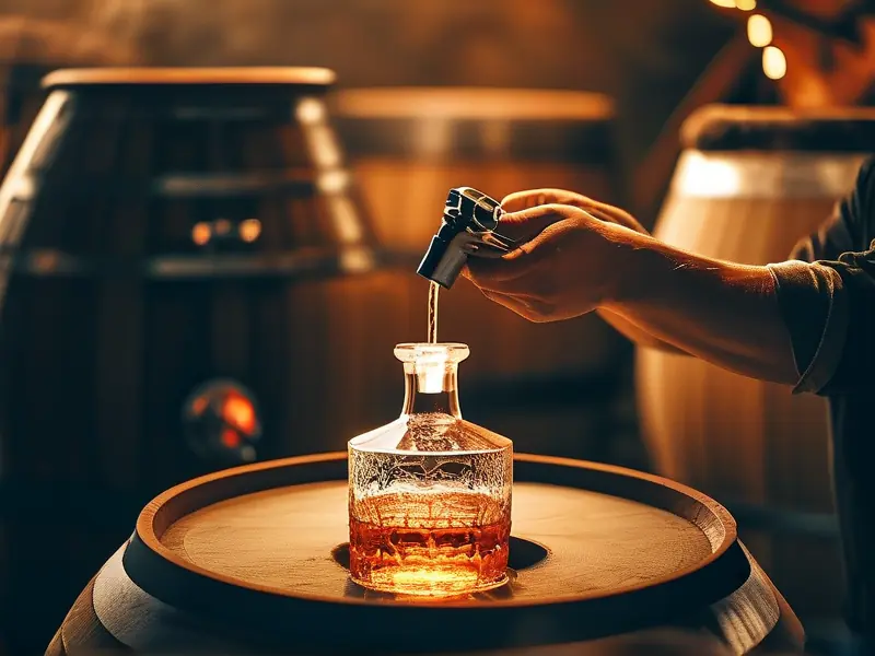 酿酒师进行白酒掐头去尾操作