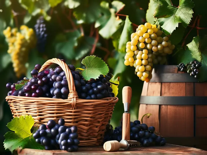 酿酒师演示挑选葡萄制作葡萄酒