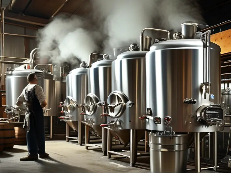 800斤不锈钢酿酒设备工作实景