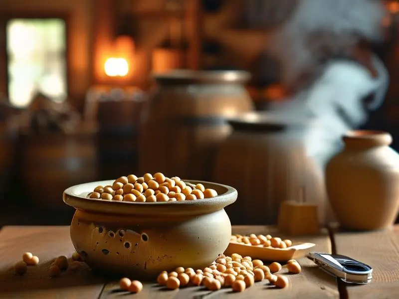 传统豆类酿酒原料与工具实拍图