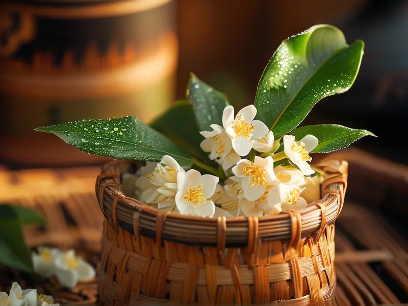 新鲜桂花与酿酒器具摆放示意图