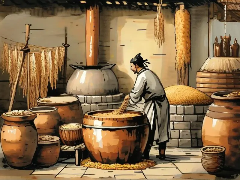 古代传统酿酒工艺实景还原图