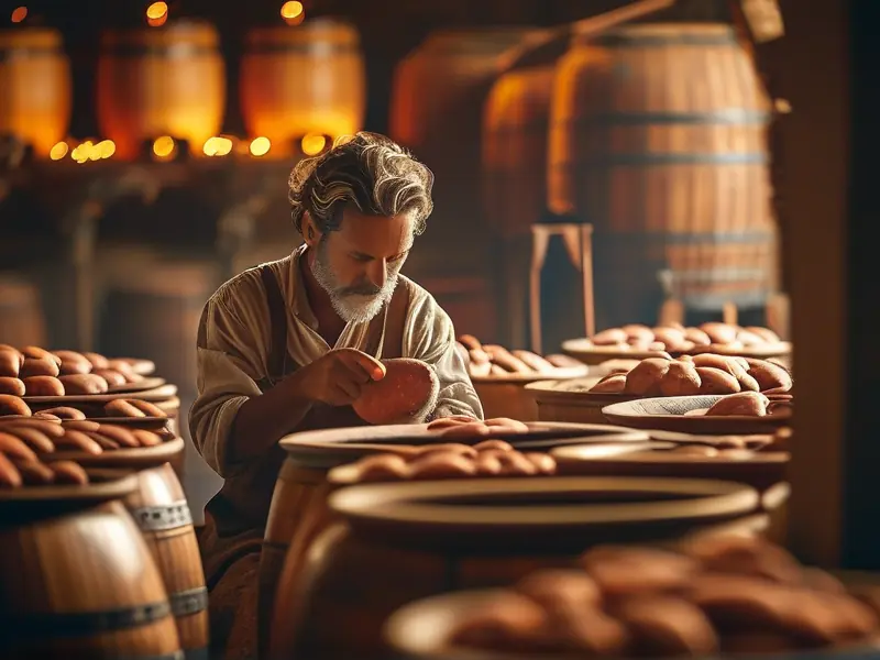 酿酒师检查红薯发酵过程
