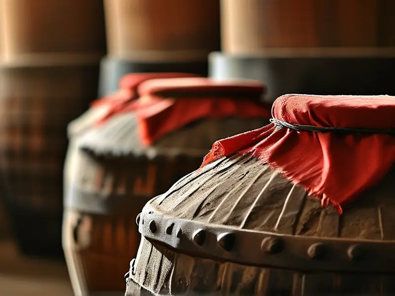 传统陶坛发酵中的花雕酒原料