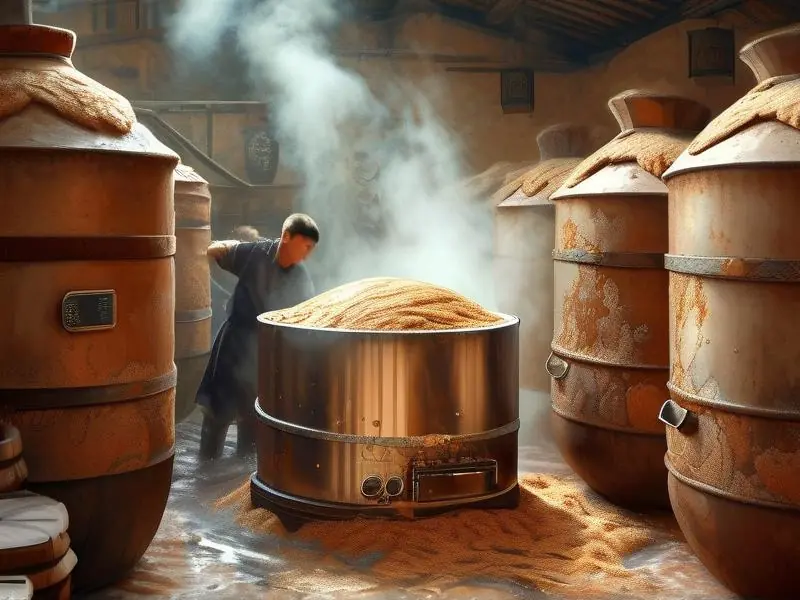 酱香酒传统工艺蒸馏过程实拍