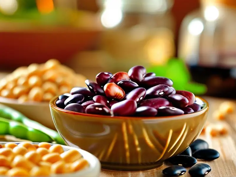 家庭自制酒豆成品展示及原料工具摆放