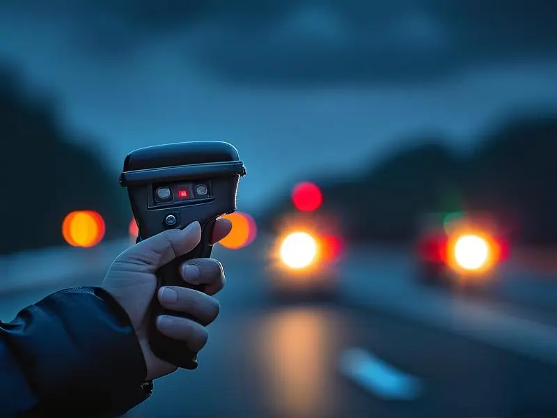 交警正在进行酒驾吹气检测