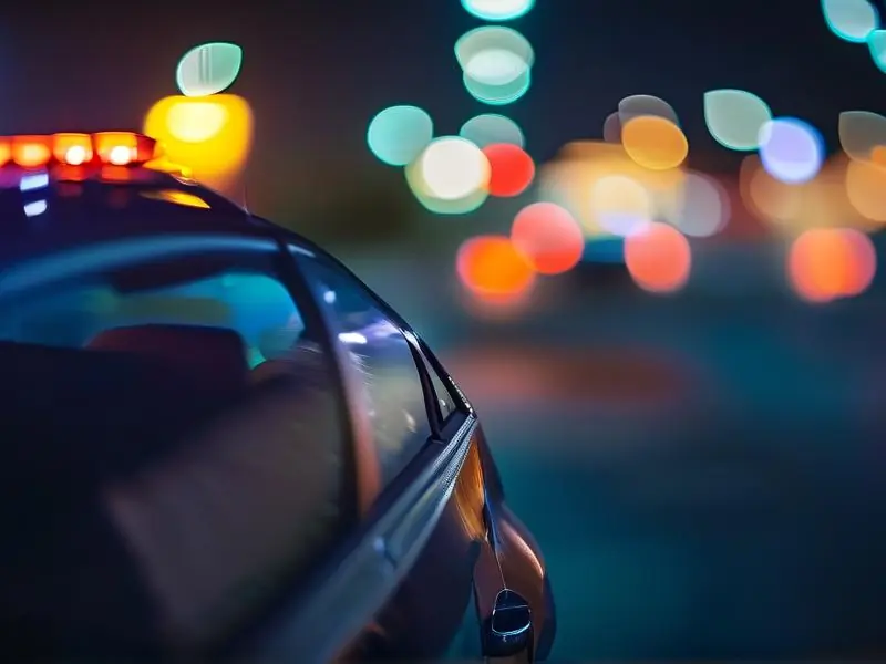 交警正在进行酒驾检测现场图