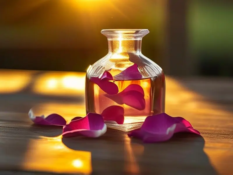 玫瑰酿酒过程实拍：粉红花瓣与琥珀色酒液分层对比