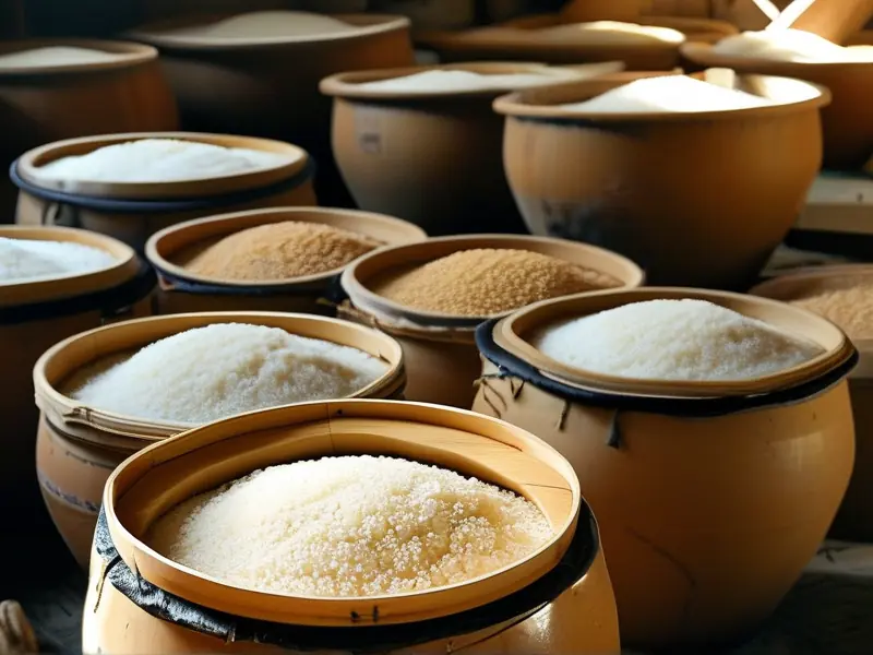 米酒酿造关键步骤实拍：蒸熟的糯米摊凉与酒曲混合