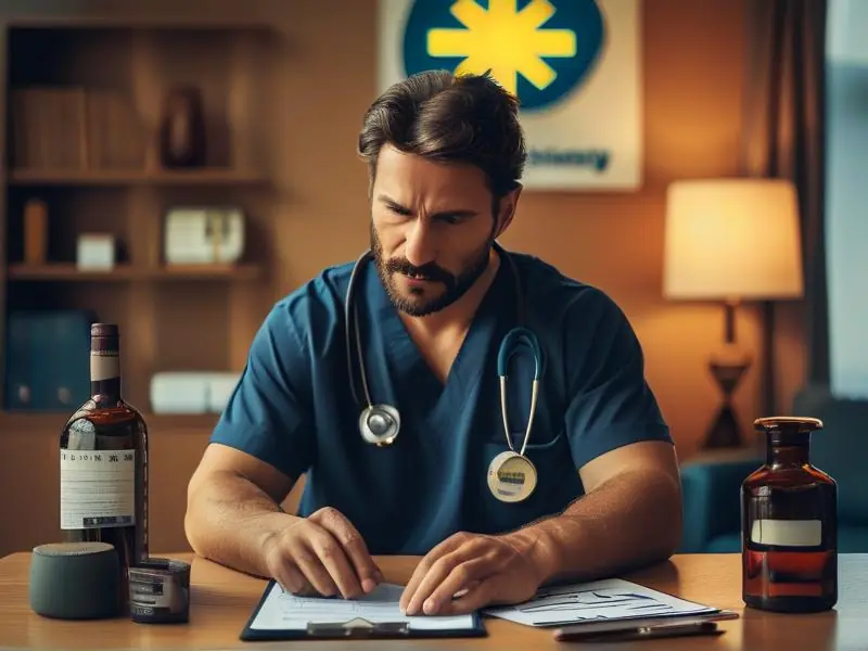 专业医生为酒依赖患者制定治疗方案场景