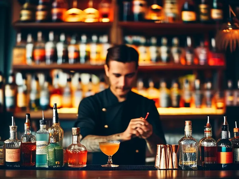 专业调酒师现场调制鸡尾酒