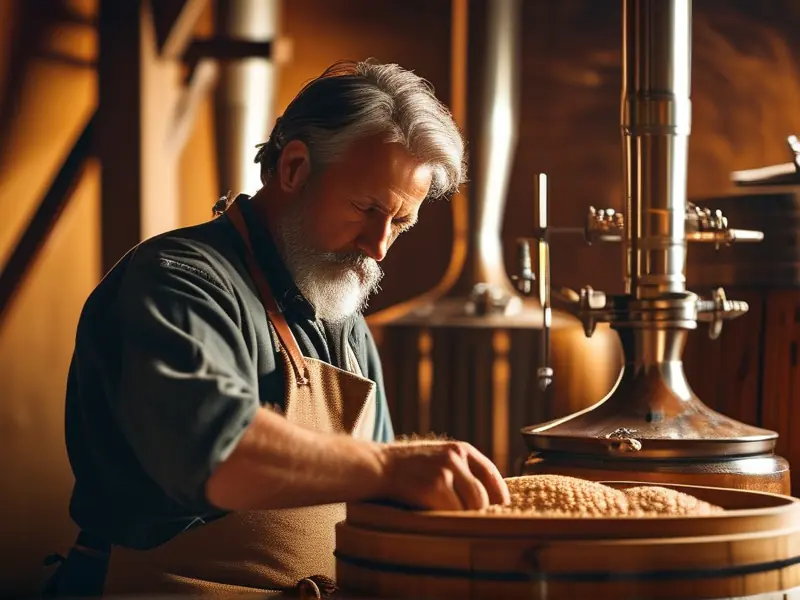 酿酒师检查发酵过程