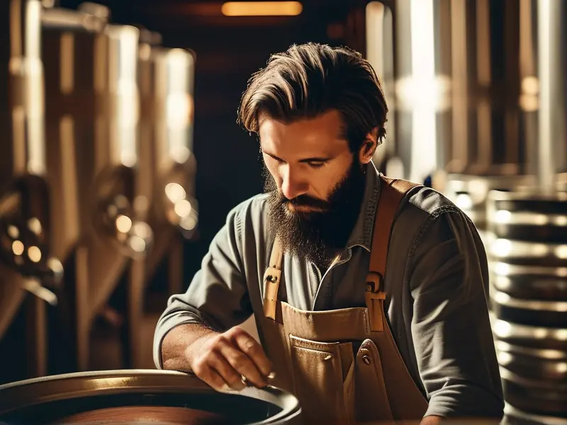 酿酒师检查啤酒发酵过程