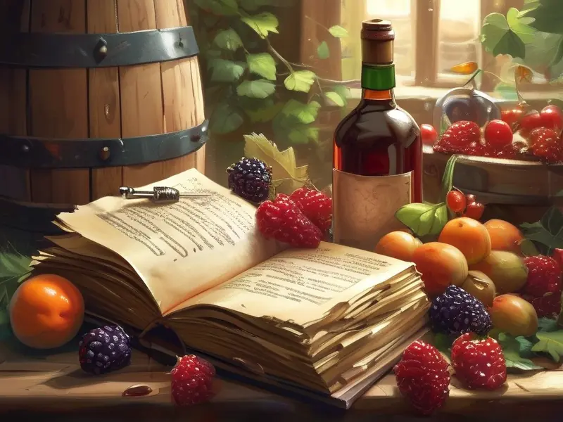 酿酒果酒书与酿酒工具展示