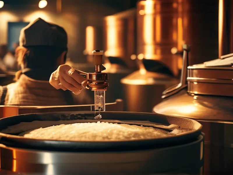 酿酒师测量白酒度数现场实拍