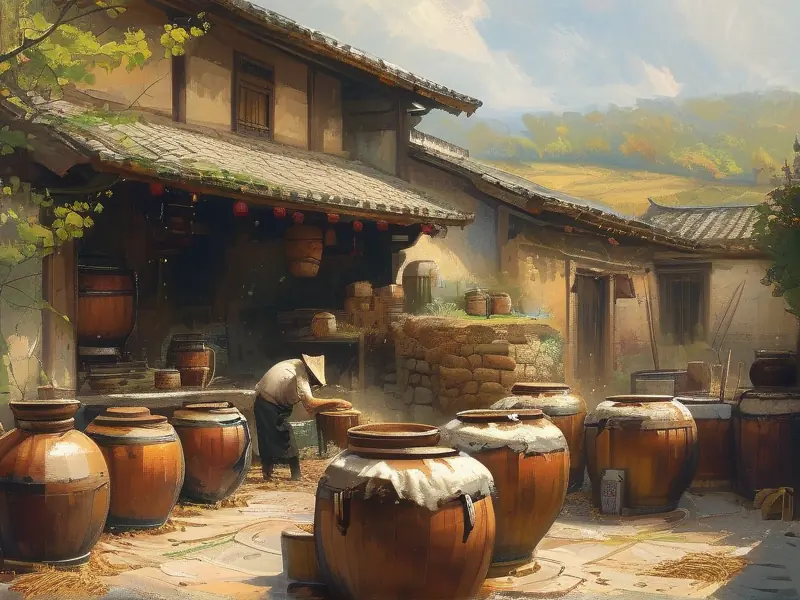 农村传统酿酒场景