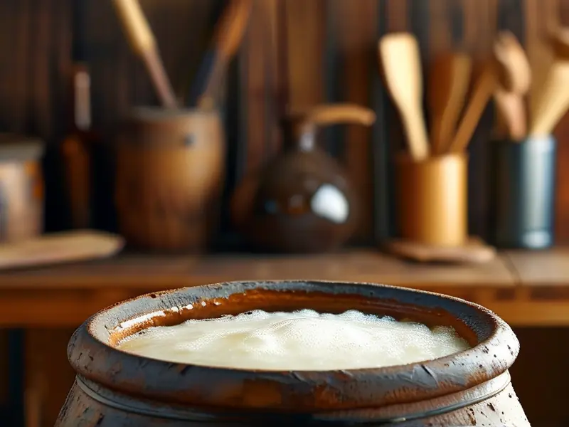 传统陶缸发酵糯米酒过程实拍