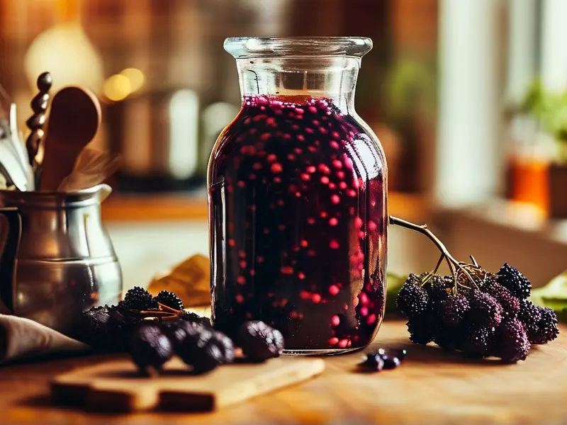 正在酿制的稔子酒特写